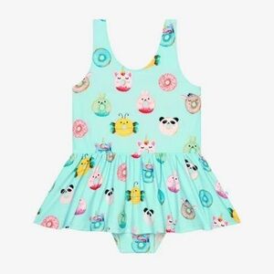 NWT Posh Peanut One Piece Twirl Skirt Swimsuit - Donuts sz 12 - 18 months